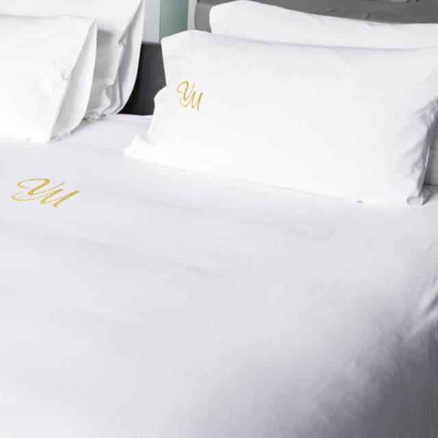 Gold Personalized Monogram Double Flat Bed Sheets - image 1