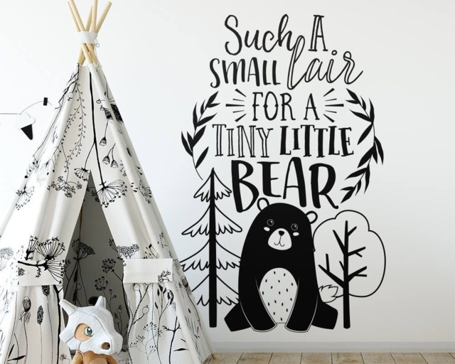 Nursery Wall Decal - Bear Decal, Woodland Quote, Vinyl Sticker, Cute Decor - image 1