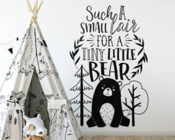 Nursery Wall Decal - Bear Decal, Woodland Quote, Vinyl Sticker, Cute Decor - thumbnail 1