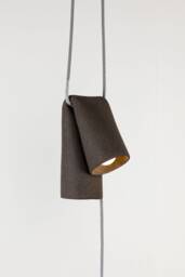 Handmade Ceramic Pendant Light Sculptural Dark Clay Hanging Lamp, Braided Cable, Minimalist Contemporary Lighting - thumbnail 1