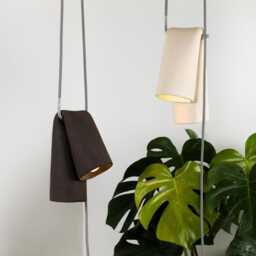 Handmade Ceramic Pendant Light Sculptural Dark Clay Hanging Lamp, Braided Cable, Minimalist Contemporary Lighting - thumbnail 2