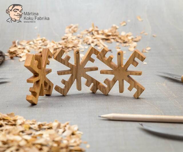 Latvian Fire Cross Wood Symbol, Snowflake Shape Wooden Ornament, Protection & Happiness Sign, Christmas Tree Wall Decor - image 1