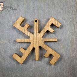 Latvian Fire Cross Wood Symbol, Snowflake Shape Wooden Ornament, Protection & Happiness Sign, Christmas Tree Wall Decor - thumbnail 2