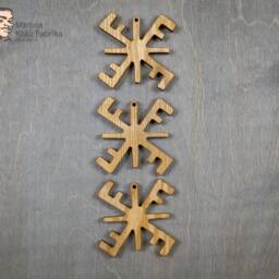 Latvian Fire Cross Wood Symbol, Snowflake Shape Wooden Ornament, Protection & Happiness Sign, Christmas Tree Wall Decor - thumbnail 3