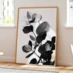 Ink Petals - Black & White Abstract Leaf Print, Modern Monochrome Botanical Wall Art For Living Room Office Decor - thumbnail 1