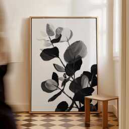 Ink Petals - Black & White Abstract Leaf Print, Modern Monochrome Botanical Wall Art For Living Room Office Decor - thumbnail 3