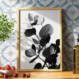 Ink Petals - Black & White Abstract Leaf Print, Modern Monochrome Botanical Wall Art For Living Room Office Decor - thumbnail 2