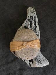 Zen Ritual Stone With Drift Wood - Handcrafted Meditation Object Focus Tool For Daily Mindfulness Practice - A1236 - thumbnail 1