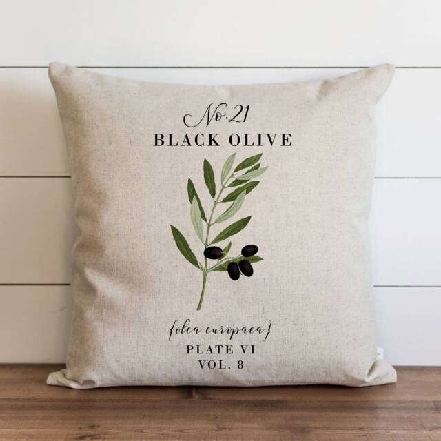 Black Olive Pillow Cover - 18 X 20 Botanical Floral Herbs Spring Home Decor Summer Throw Garden - image 1