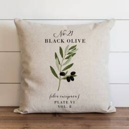 Black Olive Pillow Cover - 18 X 20 Botanical Floral Herbs Spring Home Decor Summer Throw Garden - thumbnail 1