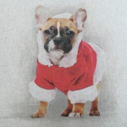 Handmade Christmas Gift Santa French Bulldog Linen Throw Cushion Cover 16 - thumbnail 2