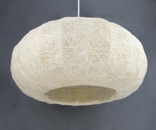 Natural Palm Silk Pendant Light - Rustic Globe Hanging Lamp - image 1