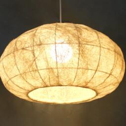 Natural Palm Silk Pendant Light - Rustic Globe Hanging Lamp - thumbnail 2