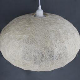 Natural Palm Silk Pendant Light - Rustic Globe Hanging Lamp - thumbnail 3