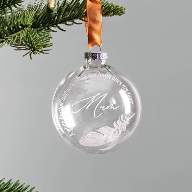 White Feather Memorial Christmas Bauble