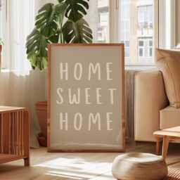 Home Sweet Home, Daily Affirmations Poster, Minimalist Decor, Cute Living Room Print, Natural Beige Wall Art, Simply Art - thumbnail 2