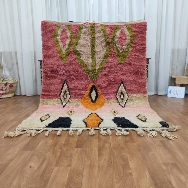 Colorful Boujaad Wool Rug, Handmade Moroccan Berber Carpet, Vibrant Boho Home Style - image 1