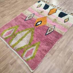 Colorful Boujaad Wool Rug, Handmade Moroccan Berber Carpet, Vibrant Boho Home Style - thumbnail 4