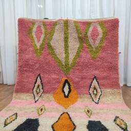 Colorful Boujaad Wool Rug, Handmade Moroccan Berber Carpet, Vibrant Boho Home Style - thumbnail 2