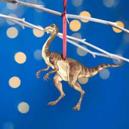 Wooden Gallimimus Dinosaur Christmas Tree Decoration, Birch Plywood Lover Gift, Keepsake, Watercolourart