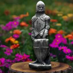 Concrete Warrior With Shield Statue Medieval Soldier Sculpture Heroic Garden Defender Decor Cement Knight Figure Outdoor Battle Ornament - thumbnail 1