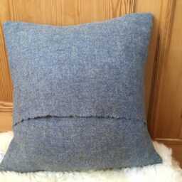 Handcrafted Cushion Cover Made From Genuine Harris Tweed With Classic Macleod Tartan On The Front - thumbnail 2