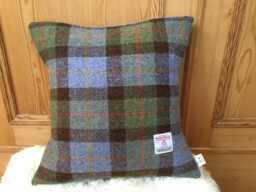 Handcrafted Cushion Cover Made From Genuine Harris Tweed With Classic Macleod Tartan On The Front - thumbnail 1