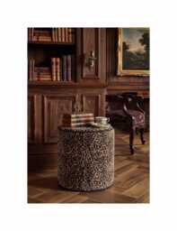 Animal Leopard Print Fabric Upholstered Round Footstool Dressing Table Pouffe Coffee - thumbnail 1