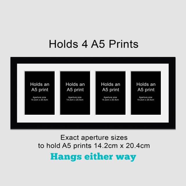 Multi A5 Photo Frame - Black Wood, Holds 4 Prints - image 1