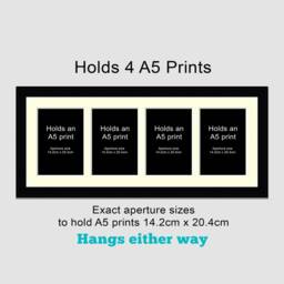 Multi A5 Photo Frame - Black Wood, Holds 4 Prints - thumbnail 2