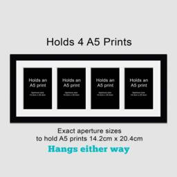 Multi A5 Photo Frame - Black Wood, Holds 4 Prints - thumbnail 1
