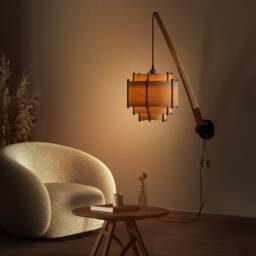 Wood Wall Lamp, Mid Century Sconce, Wooden Veneer Unique Character Lighting, Handcraft Wood Light, Lamin Light - thumbnail 3
