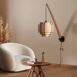 Wood Wall Lamp, Mid Century Sconce, Wooden Veneer Unique Character Lighting, Handcraft Wood Light, Lamin Light - thumbnail 2