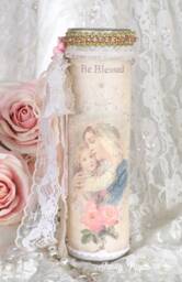 Virgin Mary Prayer Candle Shabby Chic Altar Decor - thumbnail 1