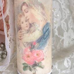 Virgin Mary Prayer Candle Shabby Chic Altar Decor - thumbnail 2