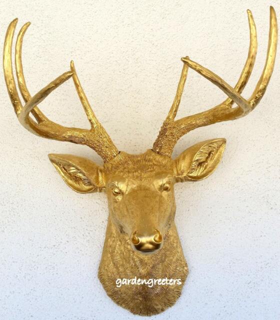 Faux Gold Deer Head 8 Point Buck Wall Mount Decor - image 1
