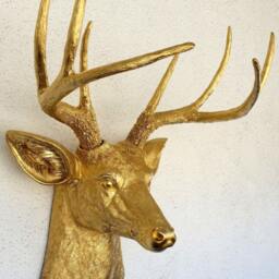 Faux Gold Deer Head 8 Point Buck Wall Mount Decor - thumbnail 2