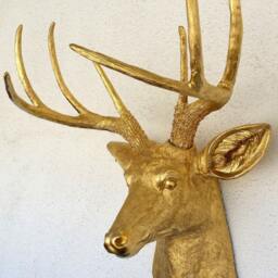Faux Gold Deer Head 8 Point Buck Wall Mount Decor - thumbnail 3