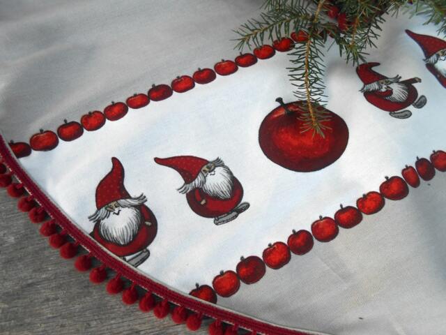 Christmas Tree Skirt Decor Holiday God Jul Danish Nordic Gnome Nisse Swedish - image 1