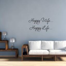Vwaq Happy Wife... Life... Family Wall Decal Quotes Bedroom Bathroom Art Vwaq-1700 - thumbnail 1