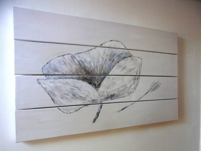 Wooden Picture/Mural Wooden With Poppy Hand Drawn - image 1