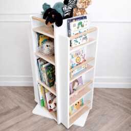 Rotating Montessori Bookshelf - Sustainable Hoftwood Kids Toy Storage - thumbnail 2