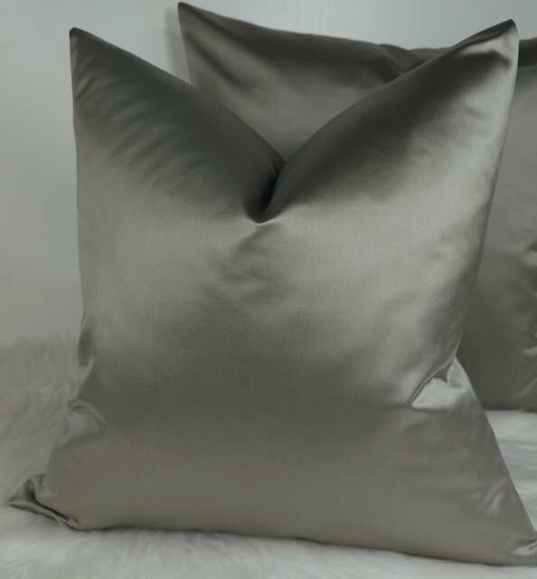 Graphite Grey Cotton Satin Cushion Cover, Elegant Home Decor - image 1