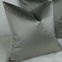 Graphite Grey Cotton Satin Cushion Cover, Elegant Home Decor - thumbnail 2