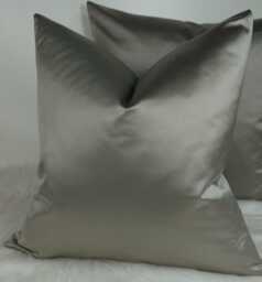 Graphite Grey Cotton Satin Cushion Cover, Elegant Home Decor - thumbnail 1