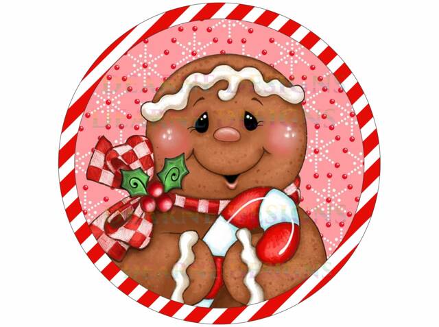 Gingerbread Man Wreath Sign, Gingerbread Candy Wreath, Christmas Xmas Metal Sign UK - image 1