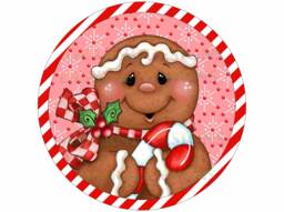 Gingerbread Man Wreath Sign, Gingerbread Candy Wreath, Christmas Xmas Metal Sign UK - thumbnail 1