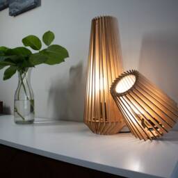 Pine Wood Table Lamp/Modern Shade Housewarming Gift /Christmas Gift Wedding Graduation - thumbnail 3