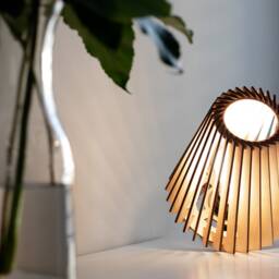 Pine Wood Table Lamp/Modern Shade Housewarming Gift /Christmas Gift Wedding Graduation - thumbnail 2