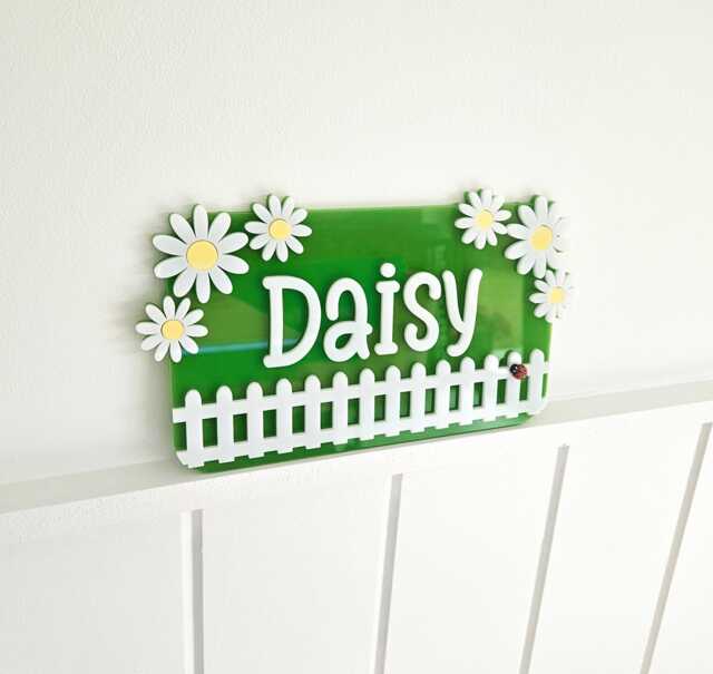 Custom Name Bedroom Door Sign Plaque/Personalised Floral - image 1